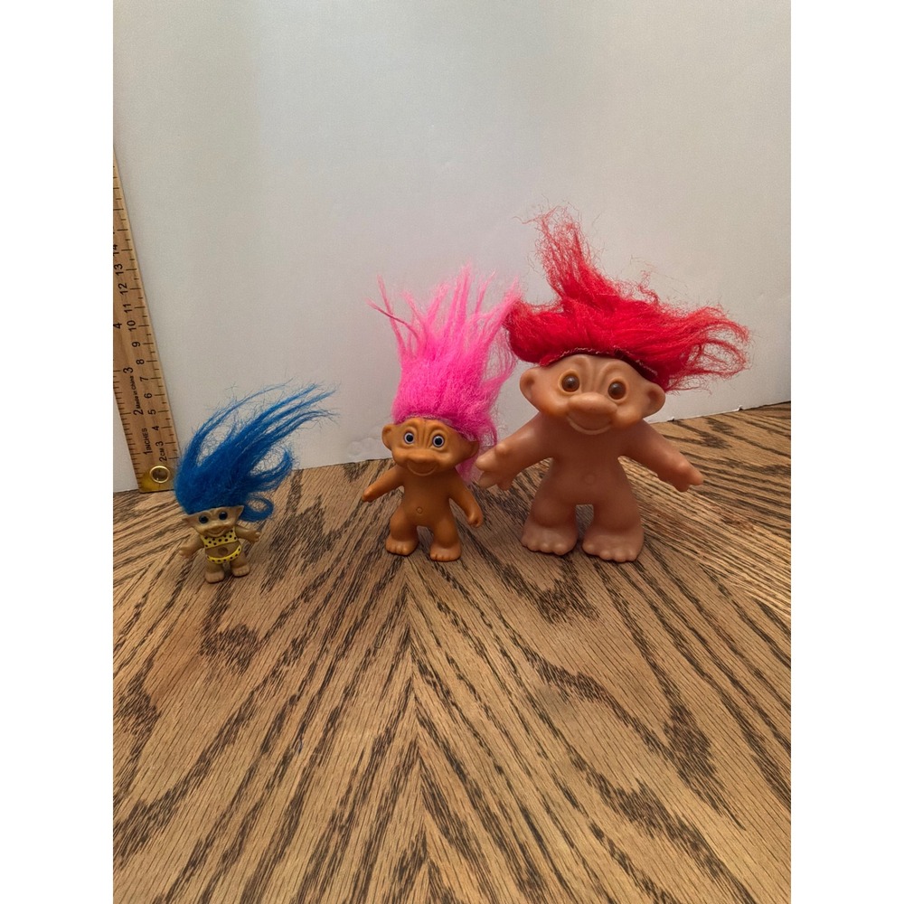 [Retro]‎ Unisex Dam & Unbranded Troll Doll Lot 3pc Multi-Color